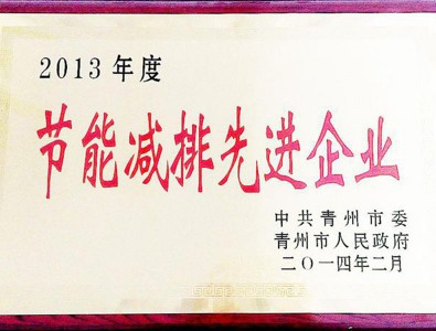 公司被评为2013年度节能减排企业