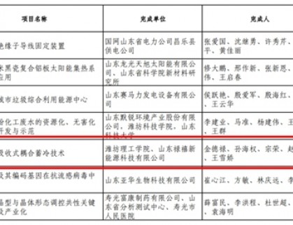 我公司1项科技成果荣获潍坊市科技进步奖